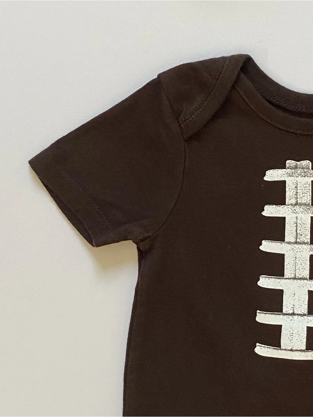 Football Style Bodysuit Size 6 9 Months Brown Cotton Stitching Sporty EUC Mint!